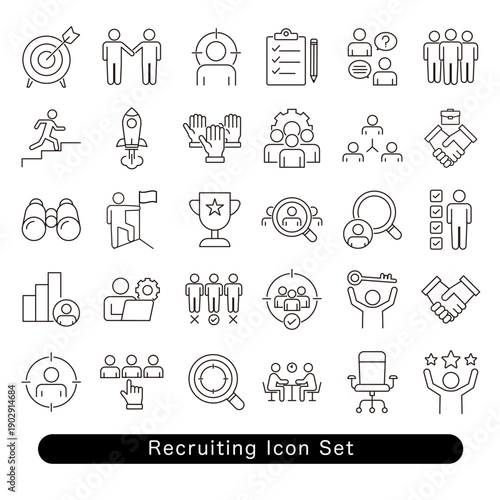 人材採用のアイコンセット: 面接・スカウト素材