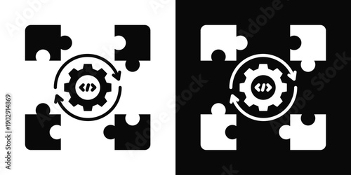 Integration Testing Icon White And Black Background Style