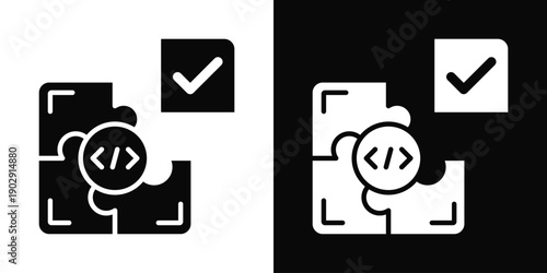 Unit Testing Icon White And Black Background Style