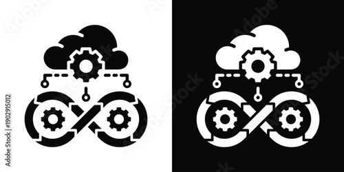 CI/CD Icon White And Black Background Style