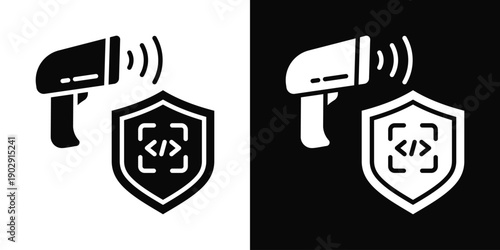 Code Scan Icon White And Black Background Style