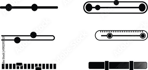 Slider icon set collection, adjustment and control bar design, user interface element for app, dashboard, settings, and web design.