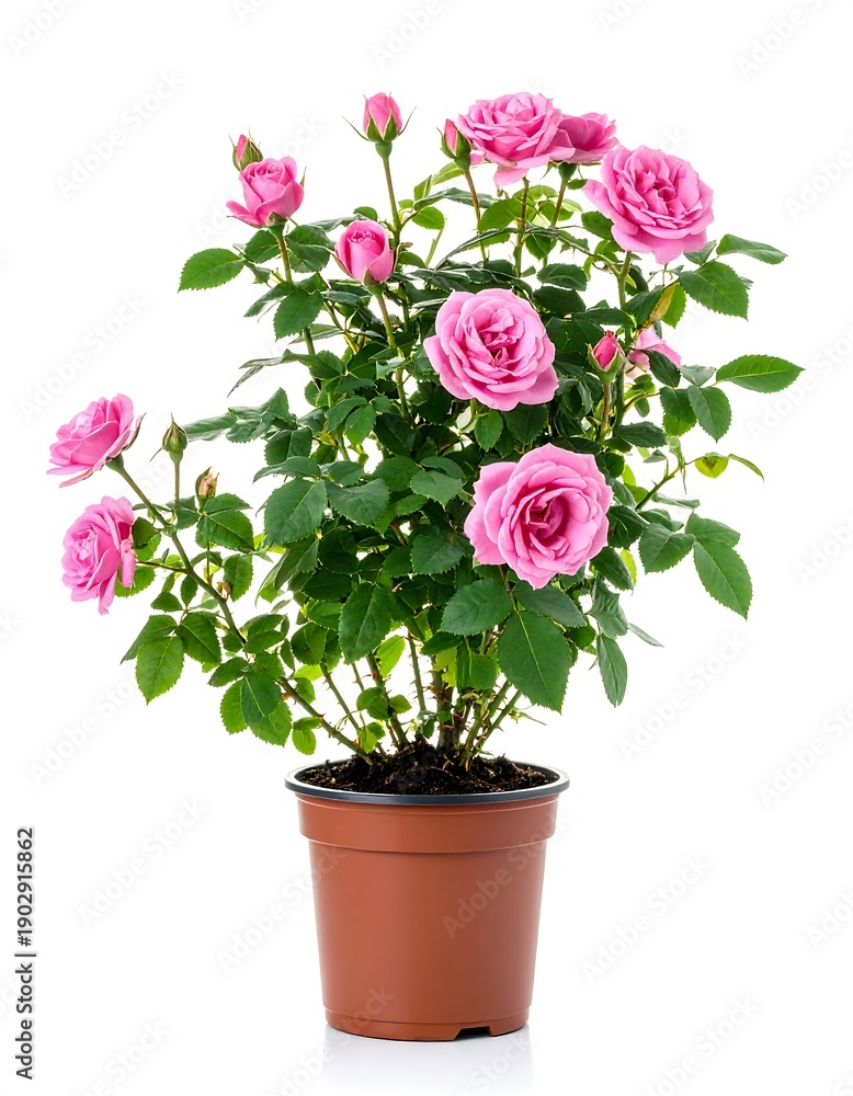 Fototapeta premium Pink roses in terracotta pot