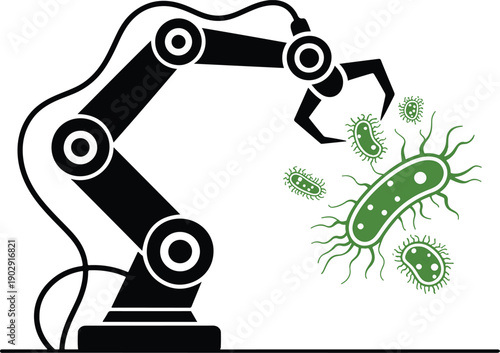 Robotic arm manipulating bacteria in a laboratory setting from a side viewpoint