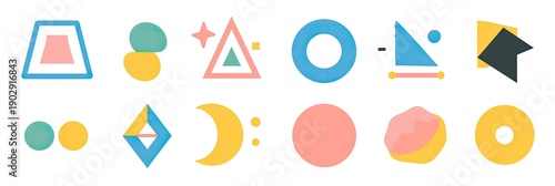 Geometric abstract shapes on white background, graphic resource, art concept
