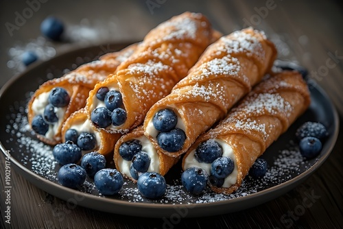 Wallpaper Mural blueberry cannolis on a plate Torontodigital.ca