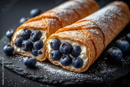 blueberry cannolis on a plate