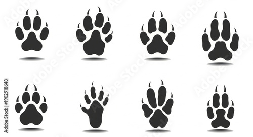 Collection of Animal Paw Prints Icons Vector Art.