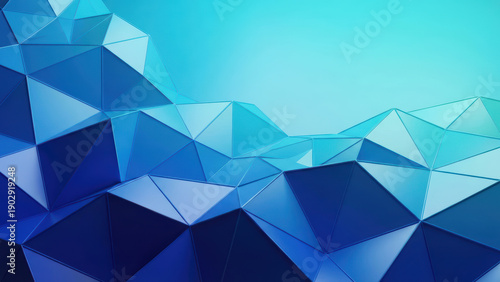 Azure Geometric Facets Mesmerizing Low Poly Abstract Background in Blue and Teal Tones