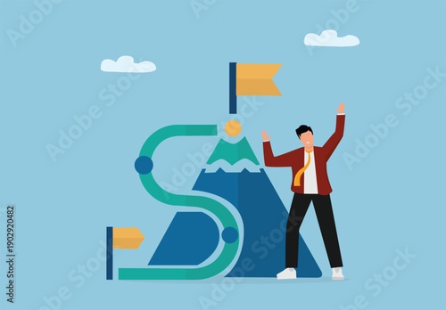 Mountain Summit Achievement Success Goal Completion Career Triumph Business Challenge Perseverance Motivation Pathway Milestone Victory Celebration