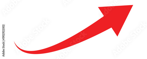Red upward arrow curved icon. This arrow indicated growth, success, and progress symbol . Red curved arrow icon isolated on white background. Vector illustration.