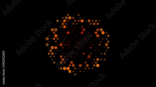 Hexagonal grid expanding digital abstract tech warm colors data flow suitable for technology presentations, data visualization, futuristic backgrounds, and abstract digital displays.