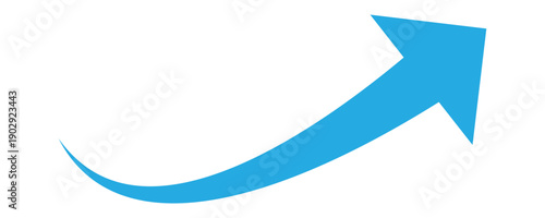Blue upward arrow curved icon. This arrow indicated growth, success, and progress symbol . Red curved arrow icon isolated on white background. Vector illustration.