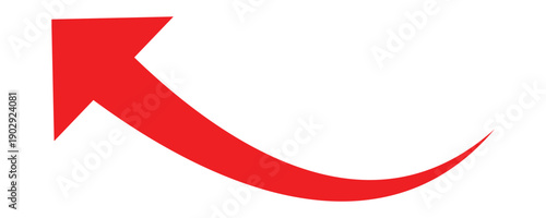 Red upward arrow curved icon. This arrow indicated growth, success, and progress symbol . Red curved arrow icon isolated on white background. Vector illustration.