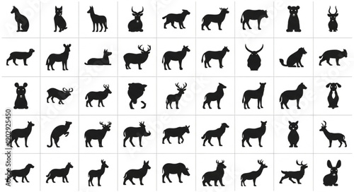 Collection of Animal Silhouettes Vector Icons.
