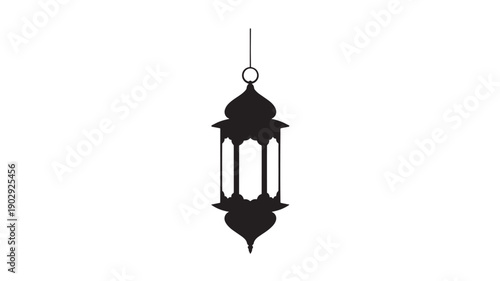 Black Silhouette Of Hanging Lantern On White Background Vector Illustration For Ramadan Or Middle Eastern Decor