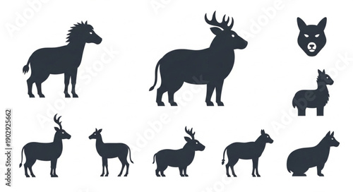 Collection of Animal Silhouettes Vector Illustration.