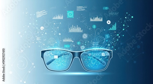 glasses on blue background