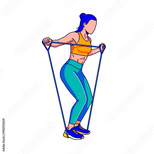 Woman Exercising with Resistance Band.