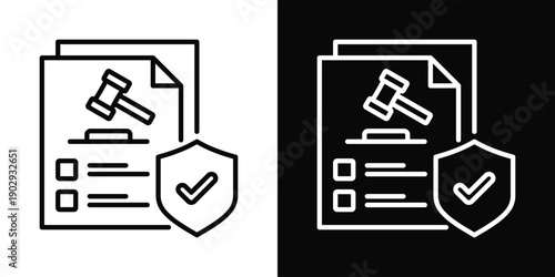 Policy Enforcement Icon White And Black Background Style