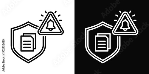 Security Alert Icon White And Black Background Style