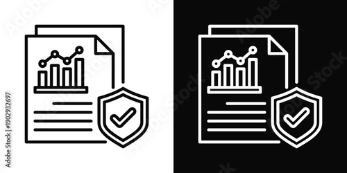 Compliance Report Icon White And Black Background Style
