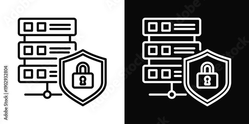 Secure Server Icon White And Black Background Style