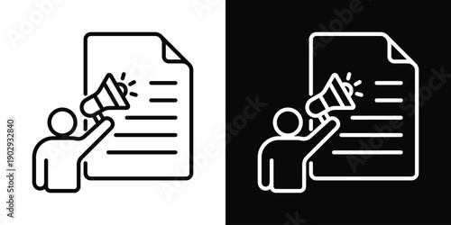 Whistleblower Report Icon White And Black Background Style