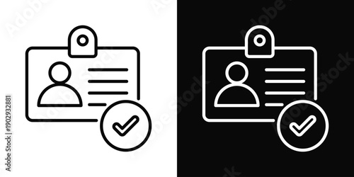 Identity Verification Icon White And Black Background Style
