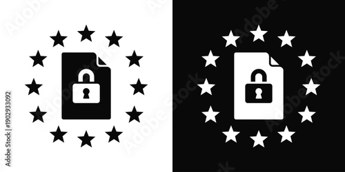 GDPR Compliance Icon White And Black Background Style