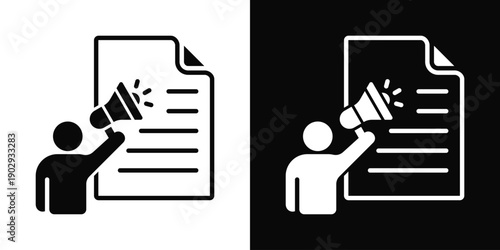 Whistleblower Report Icon White And Black Background Style