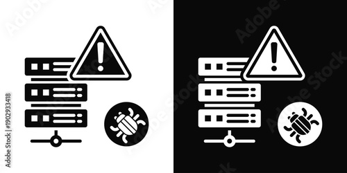 Data Breach Icon White And Black Background Style