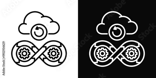 Service Continuity Icon White And Black Background Style