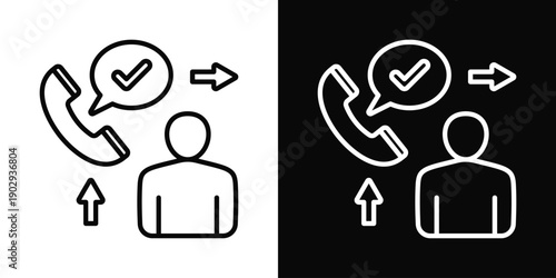 First-Call Resolution Icon White And Black Background Style