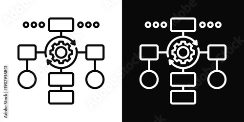 Workflow Automation Icon White And Black Background Style