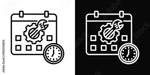 Maintenance Window Icon White And Black Background Style