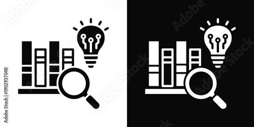 Knowledge Base Icon White And Black Background Style