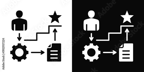 Onboarding Icon White And Black Background Style