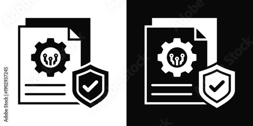 IT Policy Icon White And Black Background Style