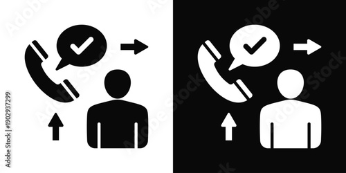 First-Call Resolution Icon White And Black Background Style