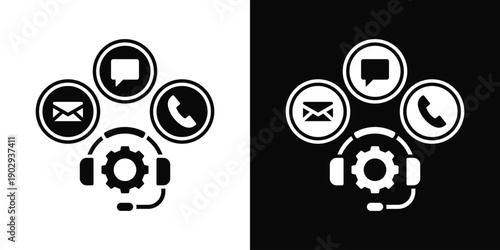 Multi-channel Support Icon White And Black Background Style