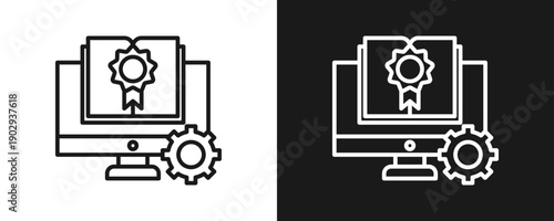 Brand Guidelines Icon Set Outline In White And Black Background