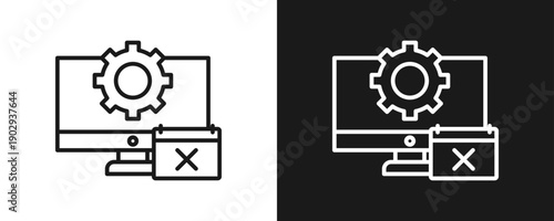 Expiration Icon Set Outline In White And Black Background