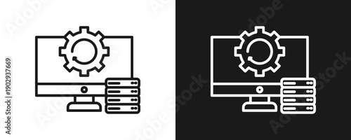 Backup Icon Set Outline In White And Black Background