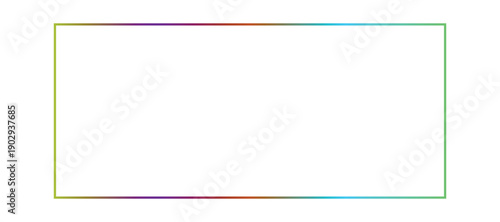 Minimalist rectangular frame with a vibrant colorful gradient border on a white background