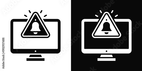 Alert System Icon White And Black Background Style