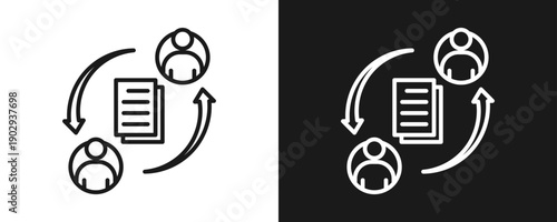 Collaboration Icon Set Outline In White And Black Background