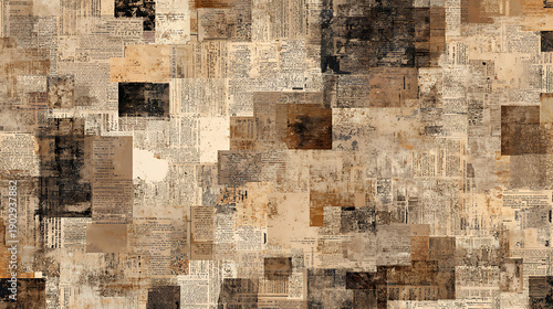 Seamless Pattern of Vintage Newspaper Collage Texture