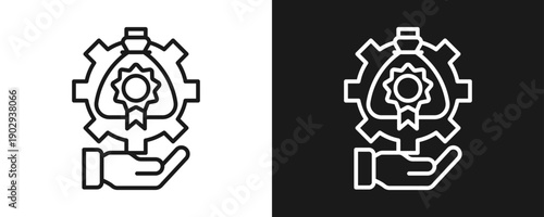Brand Asset Management Icon Set Outline In White And Black Background