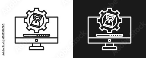 Latency Icon Set Outline In White And Black Background